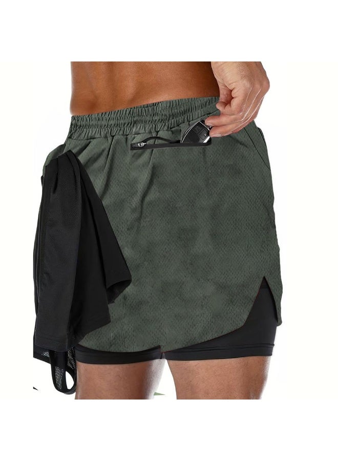 ناكسوس شورتات رياضية للرجال، شورتات رياضية للجري للرجال، شورتات رياضية برباط للرجال، شورتات رياضية فضفاضة بطبقتين وأربعة جيوب - Image 3